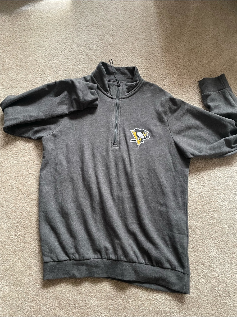 Antigua Gray Men’s Quarter-Zip Pullover with Yellow Logo